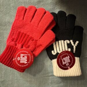 Juicy Couture Red and Black Knit Gloves